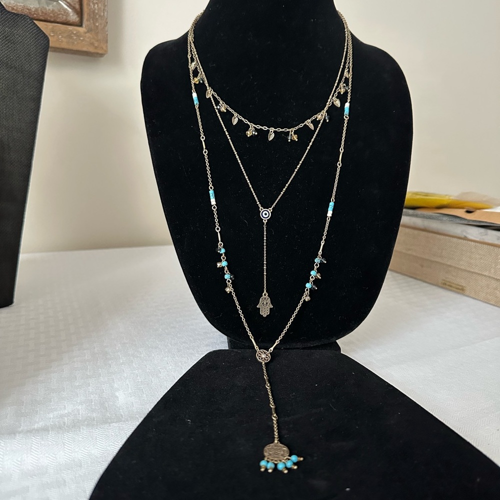 Chloe + Isabel Gold and Blue Boho Layered Necklace